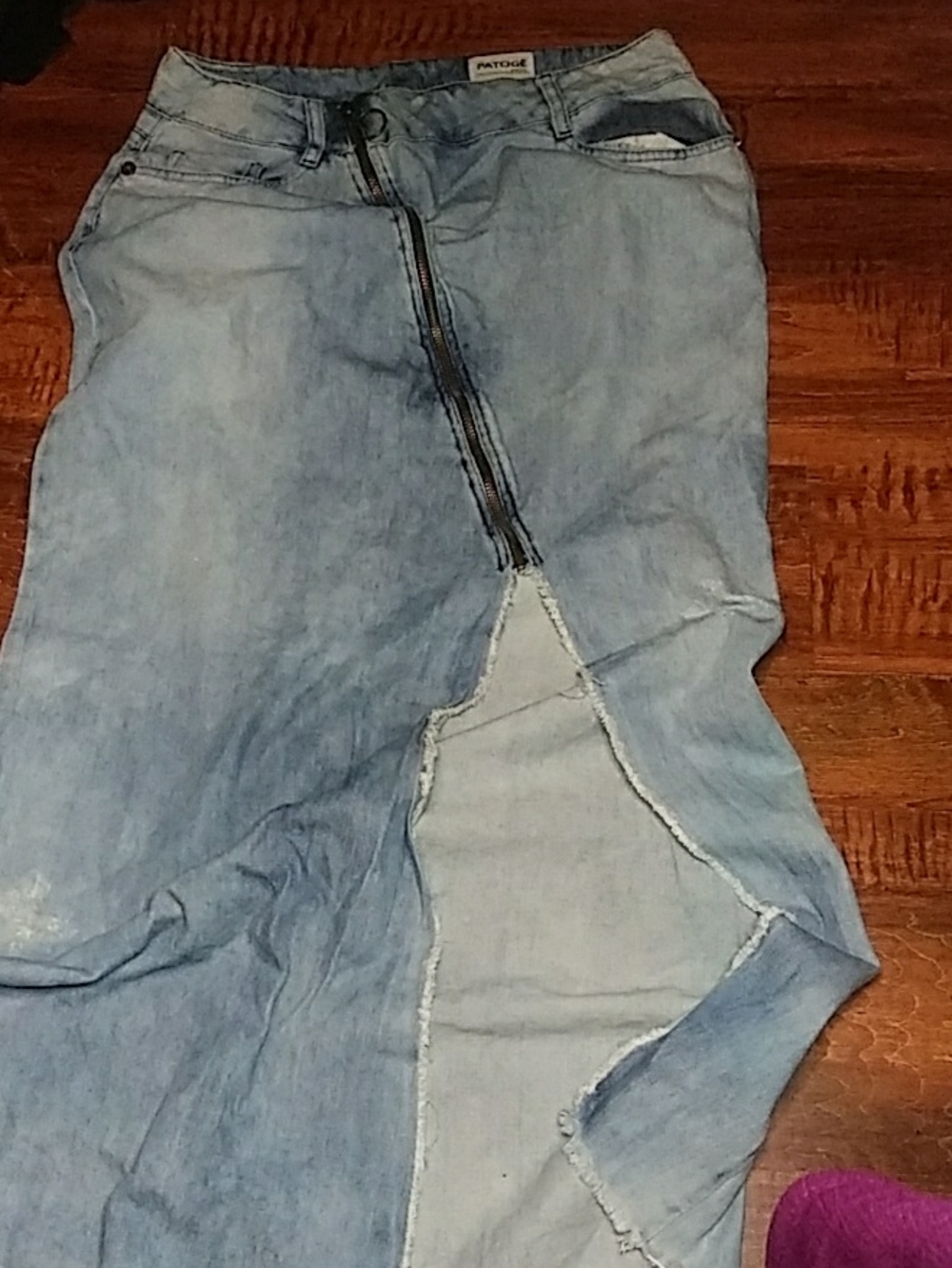 Light Blue Denim Maxi Skirt with Front Zip